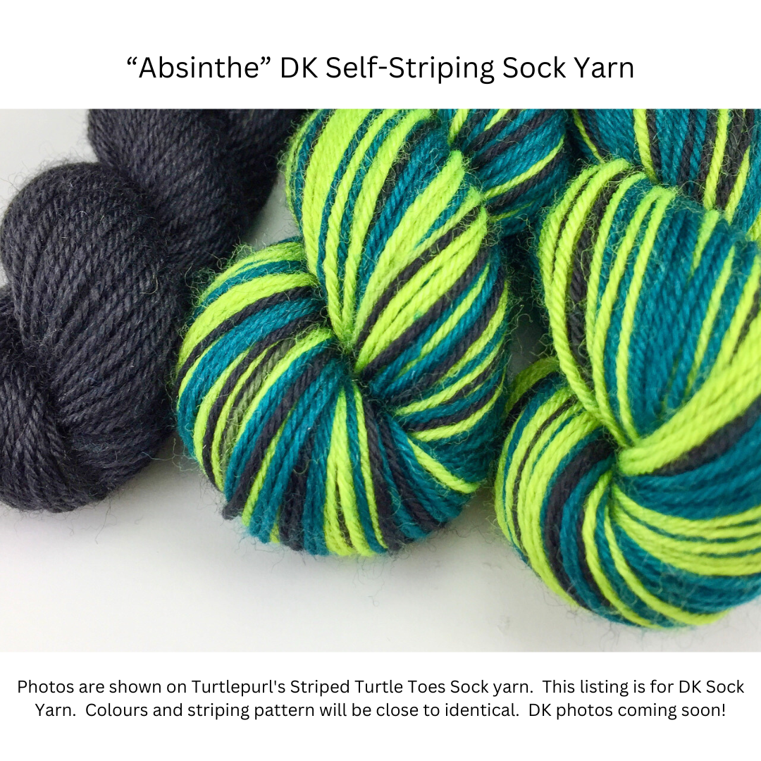 Absinthe self-striping sock yarn