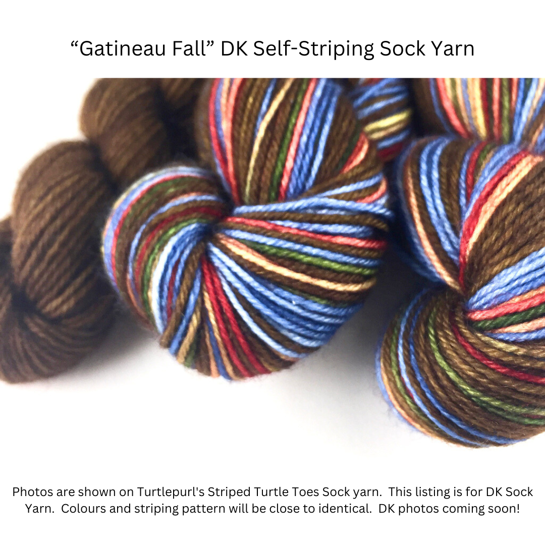 Gatineau fall self-striping sock yarn