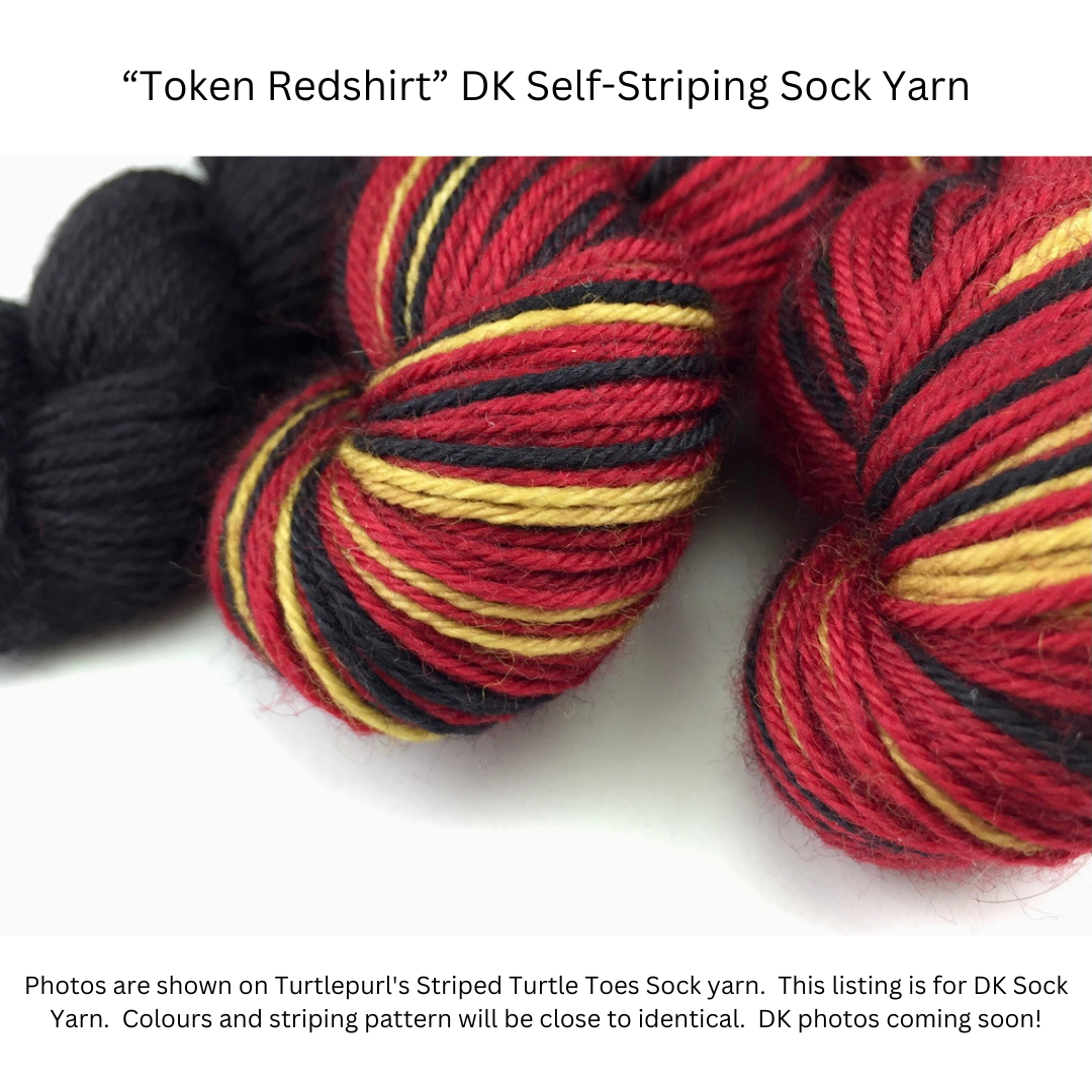 Token redshirt self-striping sock yarn