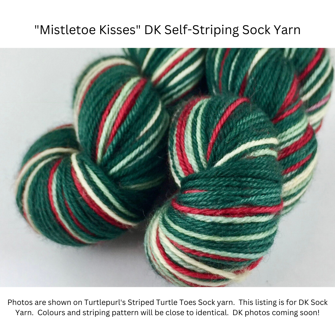 Mistletoe kisses self-striping sock yarn