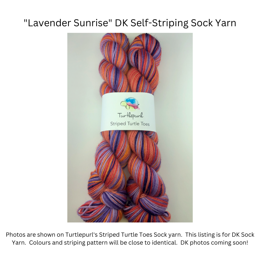 Lavendar sunrise self-striping sock yarn