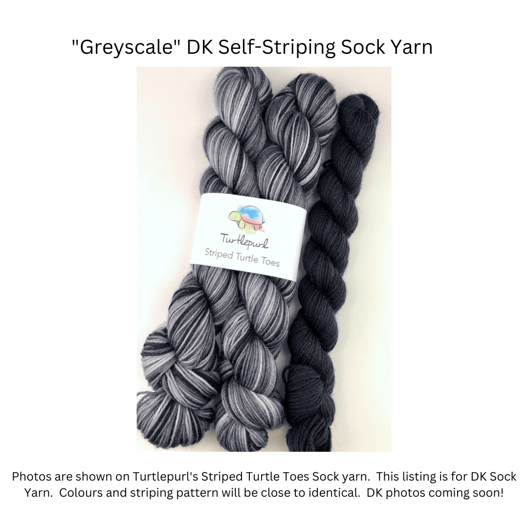 Greyscale Self-striping sock yarn