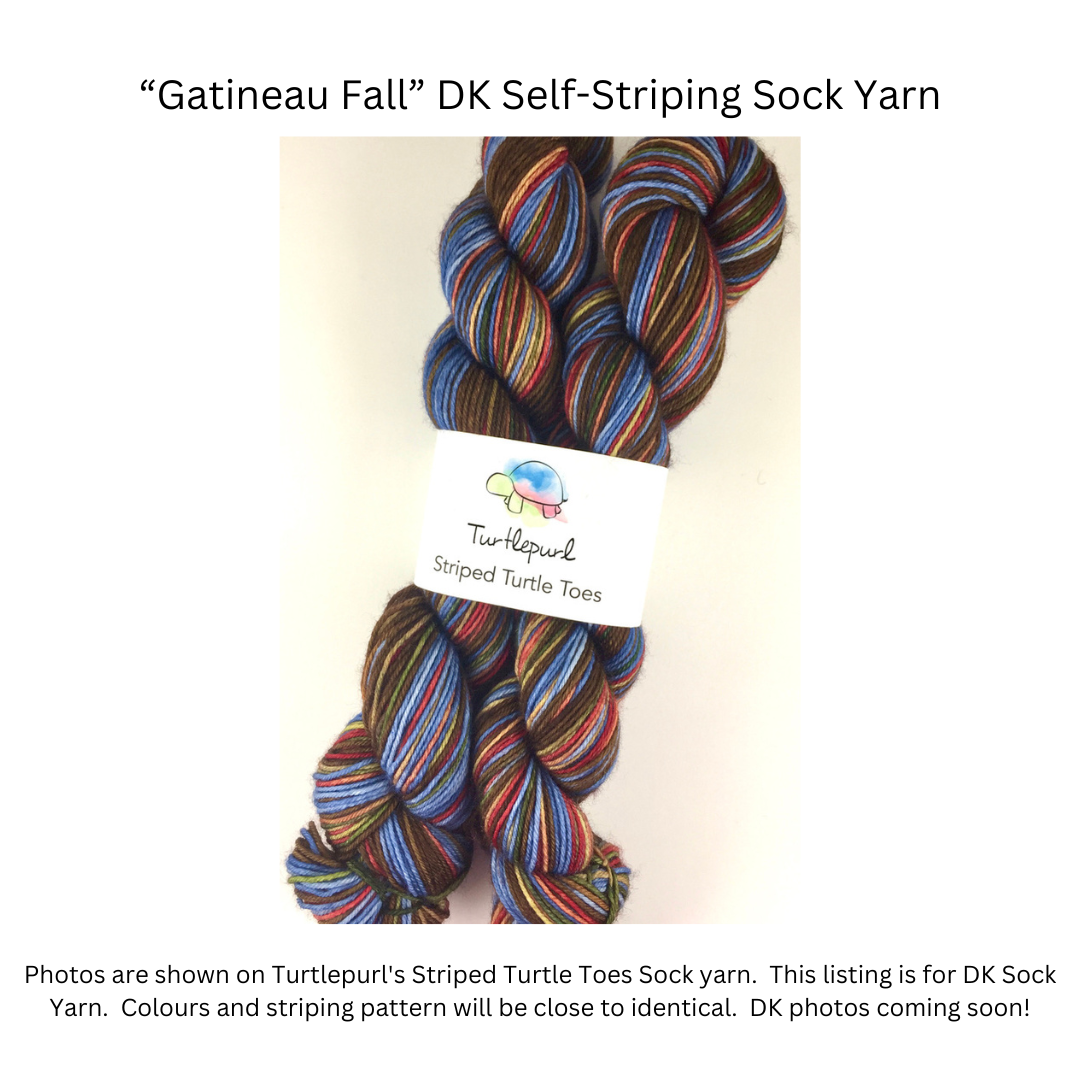 Gatineau fall self-striping sock yarn