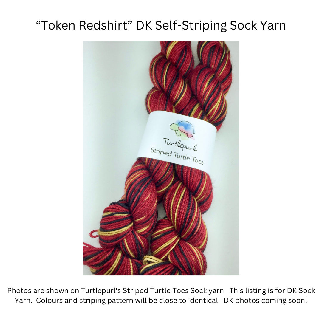 Token redshirt self-striping sock yarn