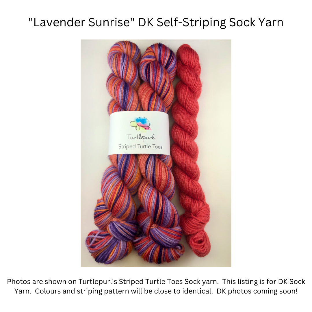 Lavendar sunrise self-striping sock yarn