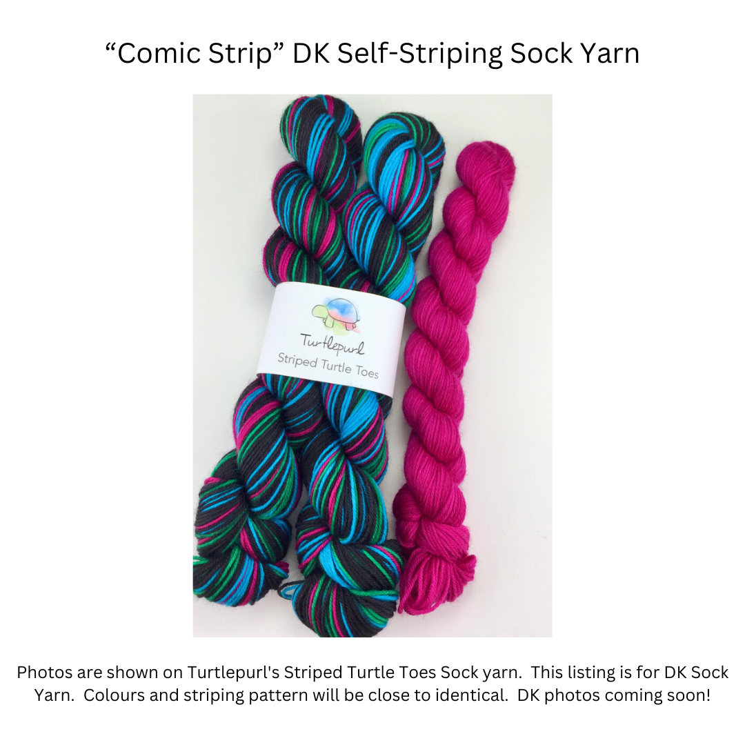 Comic strip self-striping sock yarn