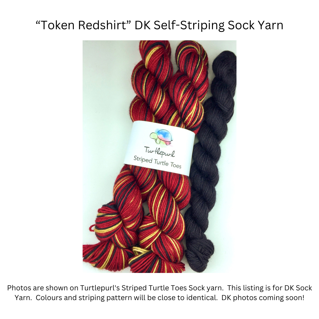 Token redshirt self-striping sock yarn