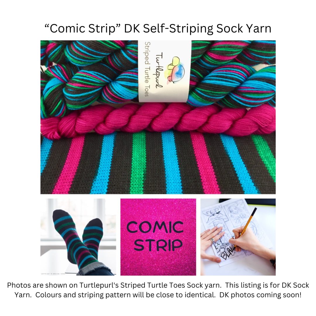 Comic strip self-striping sock yarn