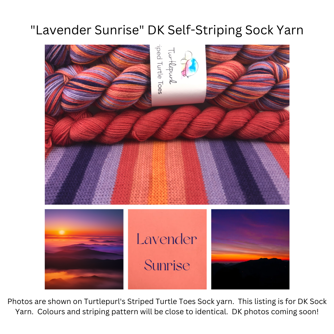 Lavendar sunrise self-striping sock yarn