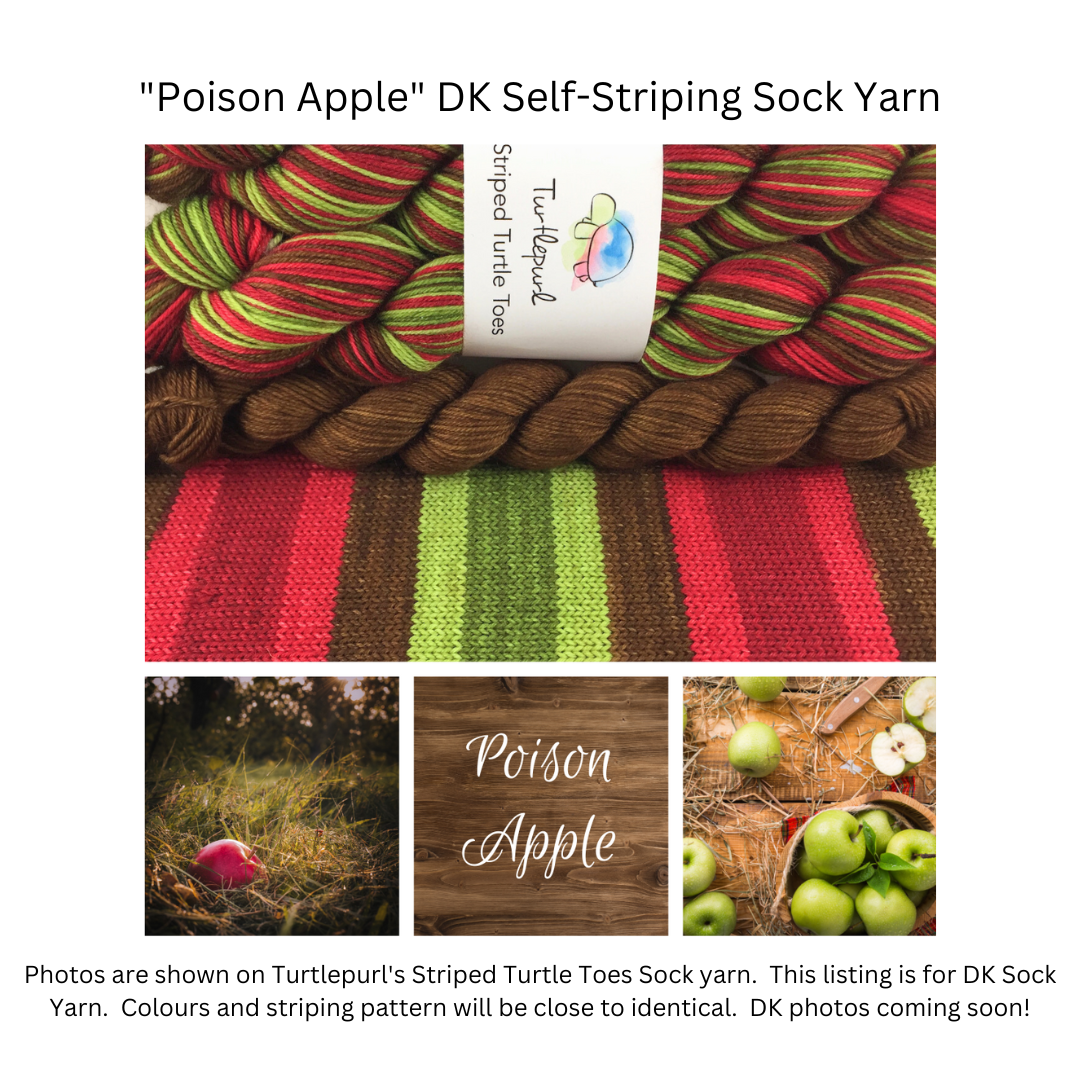 Poison apple self-striping sock yarn