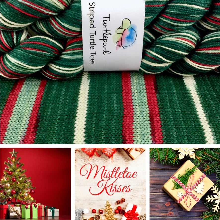 Mistletoe kisses self-striping sock yarn