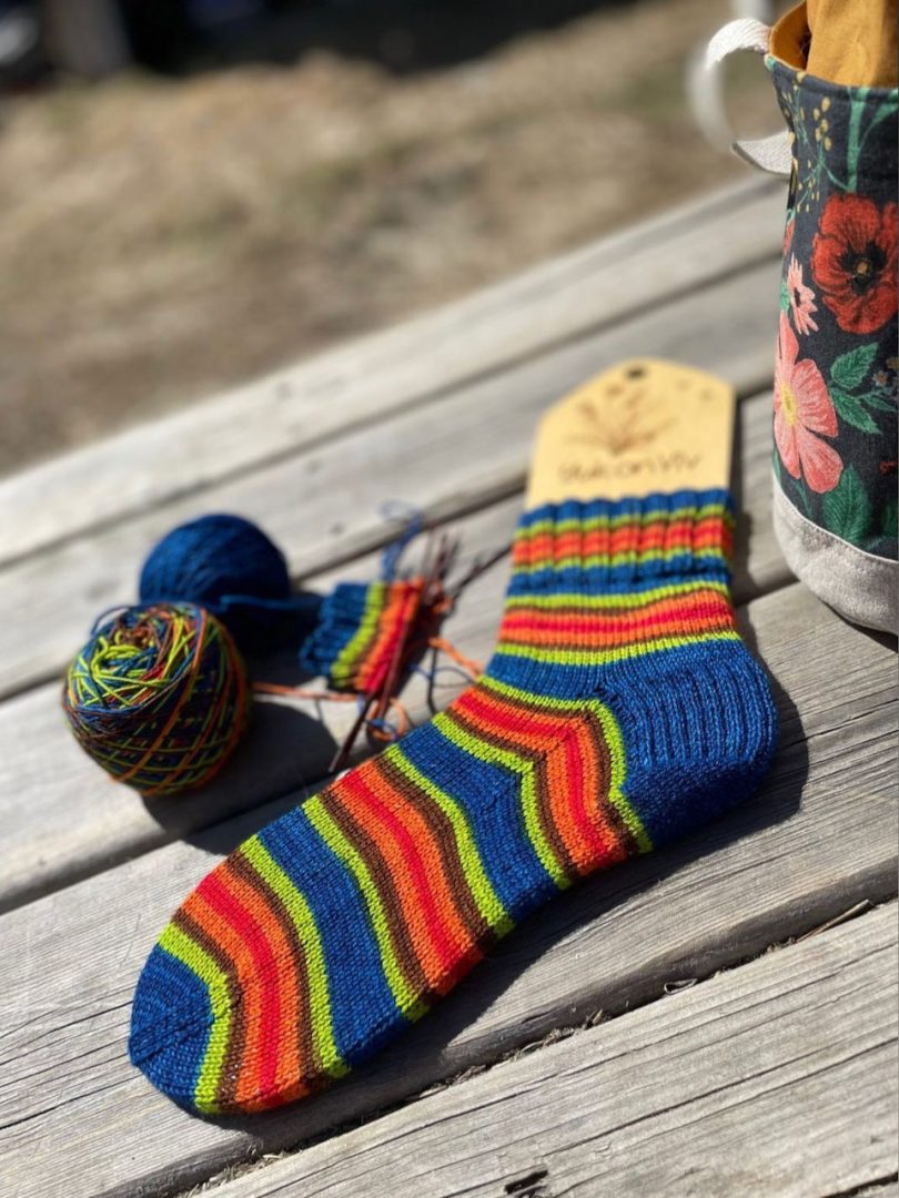 Bob's camping trip self-striping sock yarn