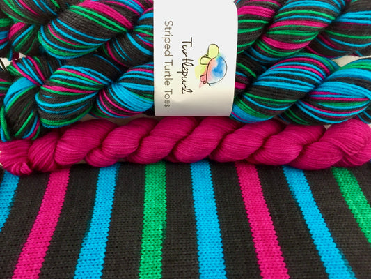 Comic strip self-striping sock yarn