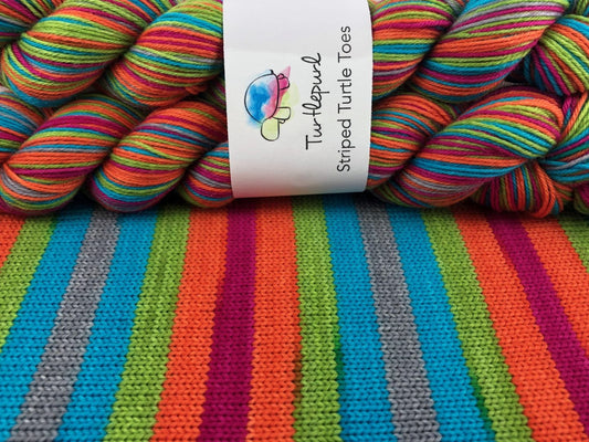 Dance off self-striping sock yarn