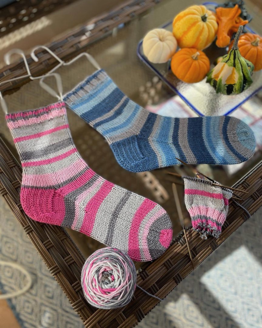 Tickled pink self-striping sock yarn