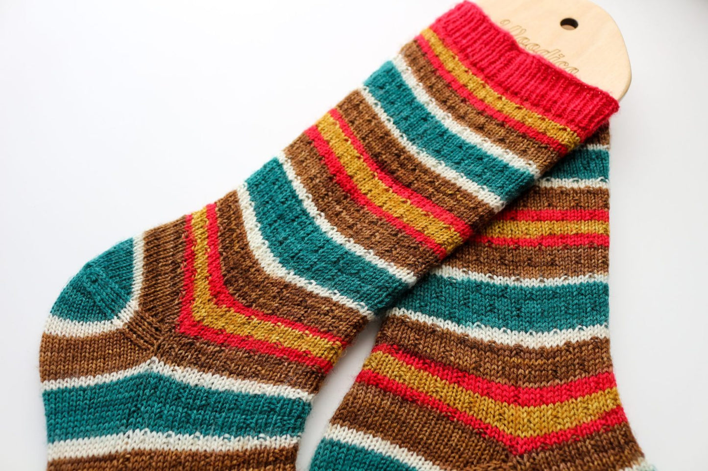 Self-striping sock yarn knitting project
