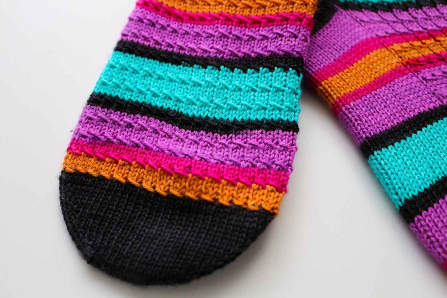 Self-striping sock yarn knitting project