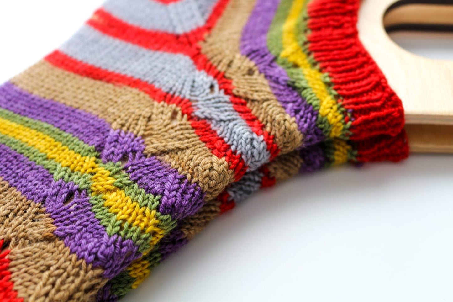Self-striping sock yarn finished knit