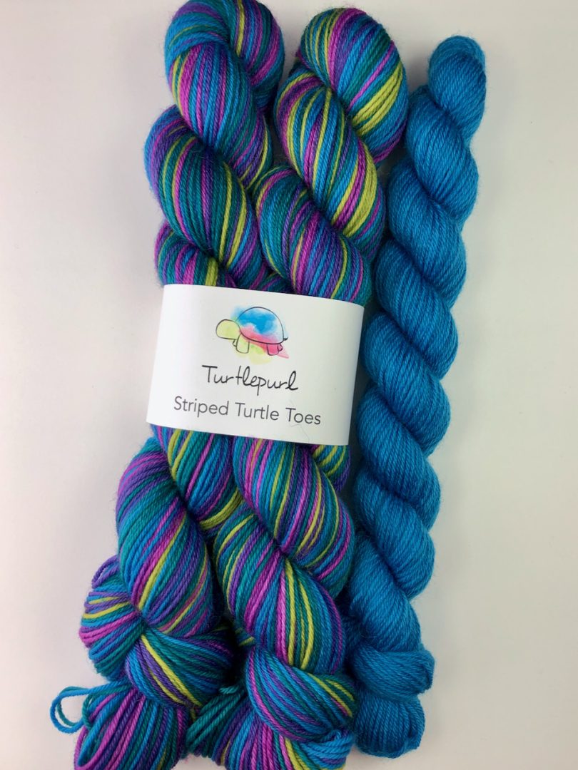 Mystic topaz self-striping sock yarn