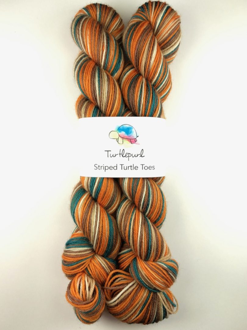 Pumpkin spice self-striping sock yarn