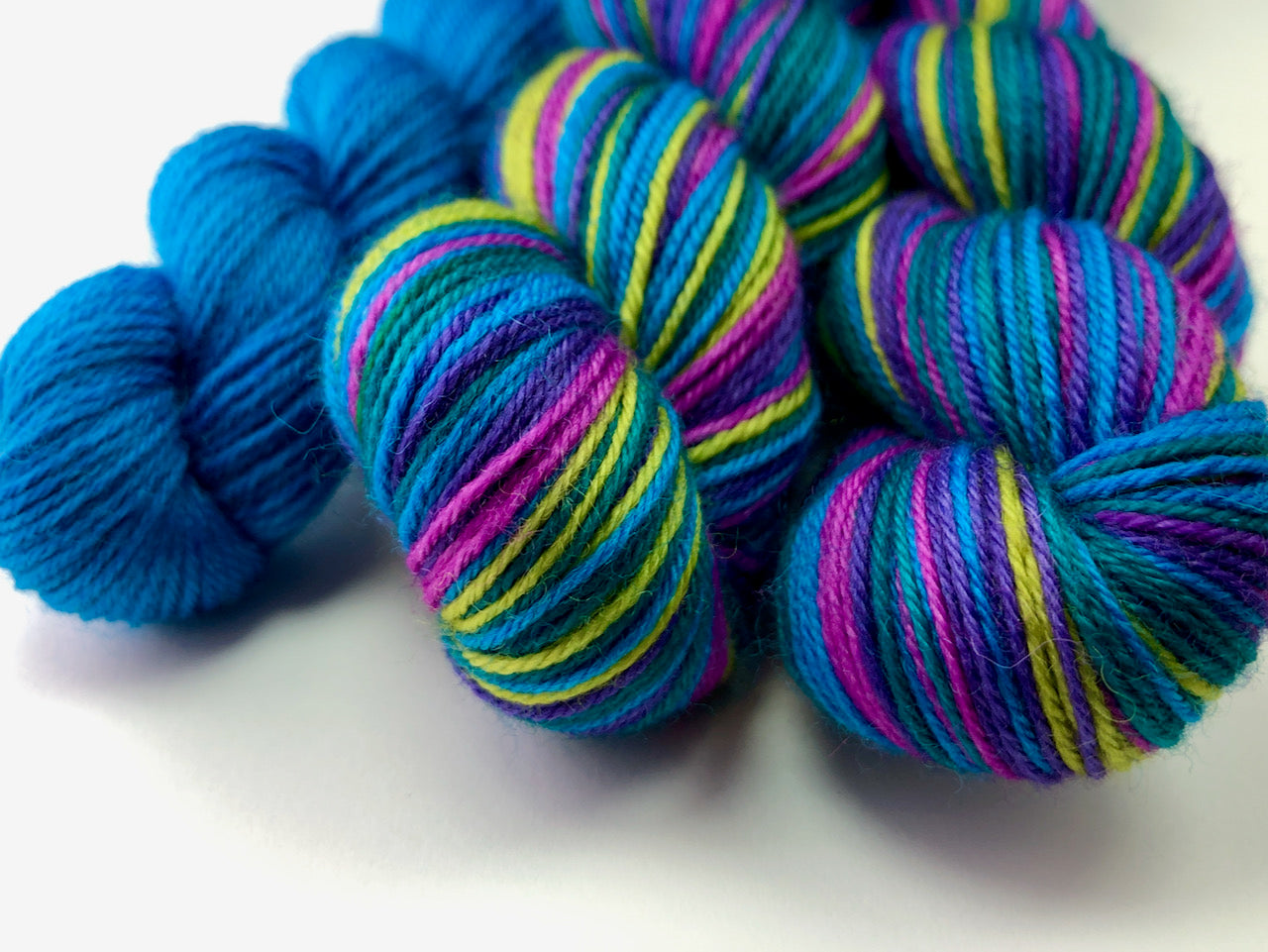 Mystic topaz self-striping sock yarn