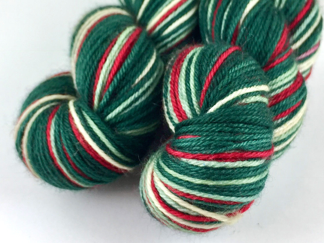 Mistletoe Kisses self-striping sock yarn