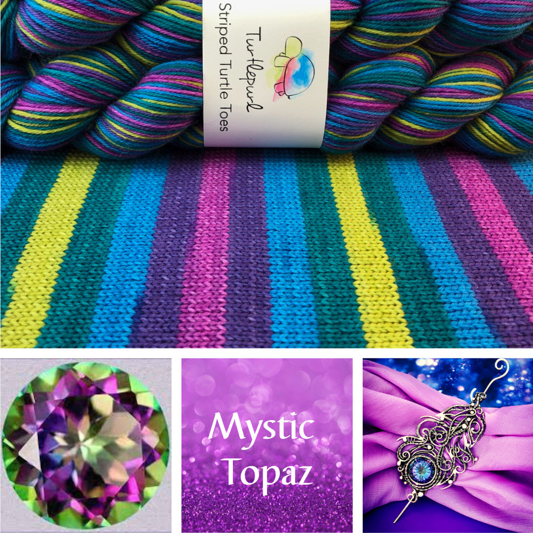 Mystic topaz self-striping sock yarn