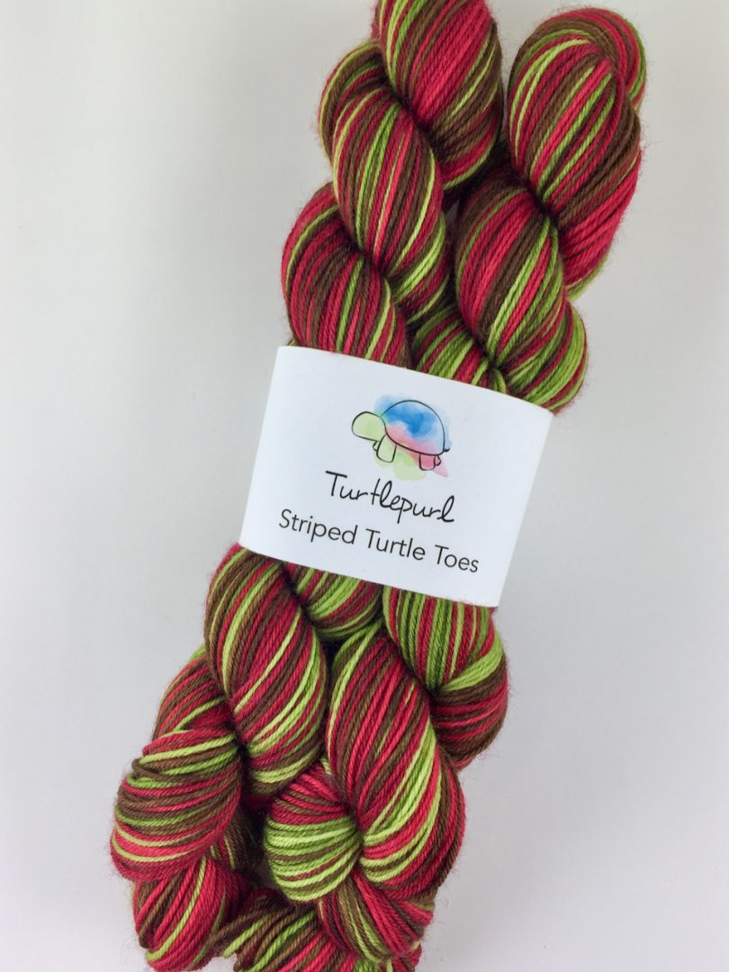 Poison apple self-striping sock yarn