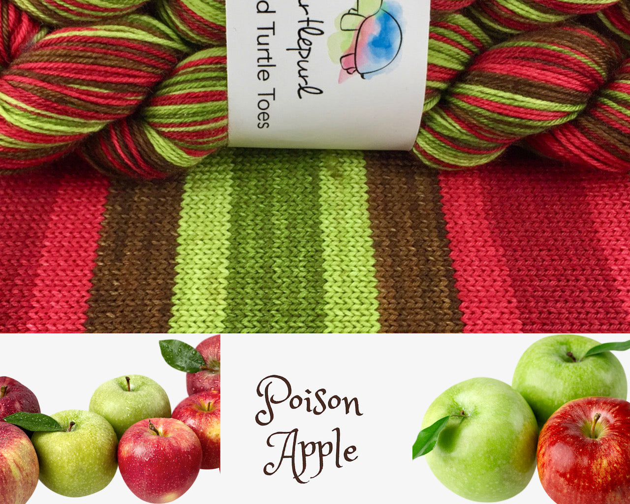 Poison apple self-striping sock yarn