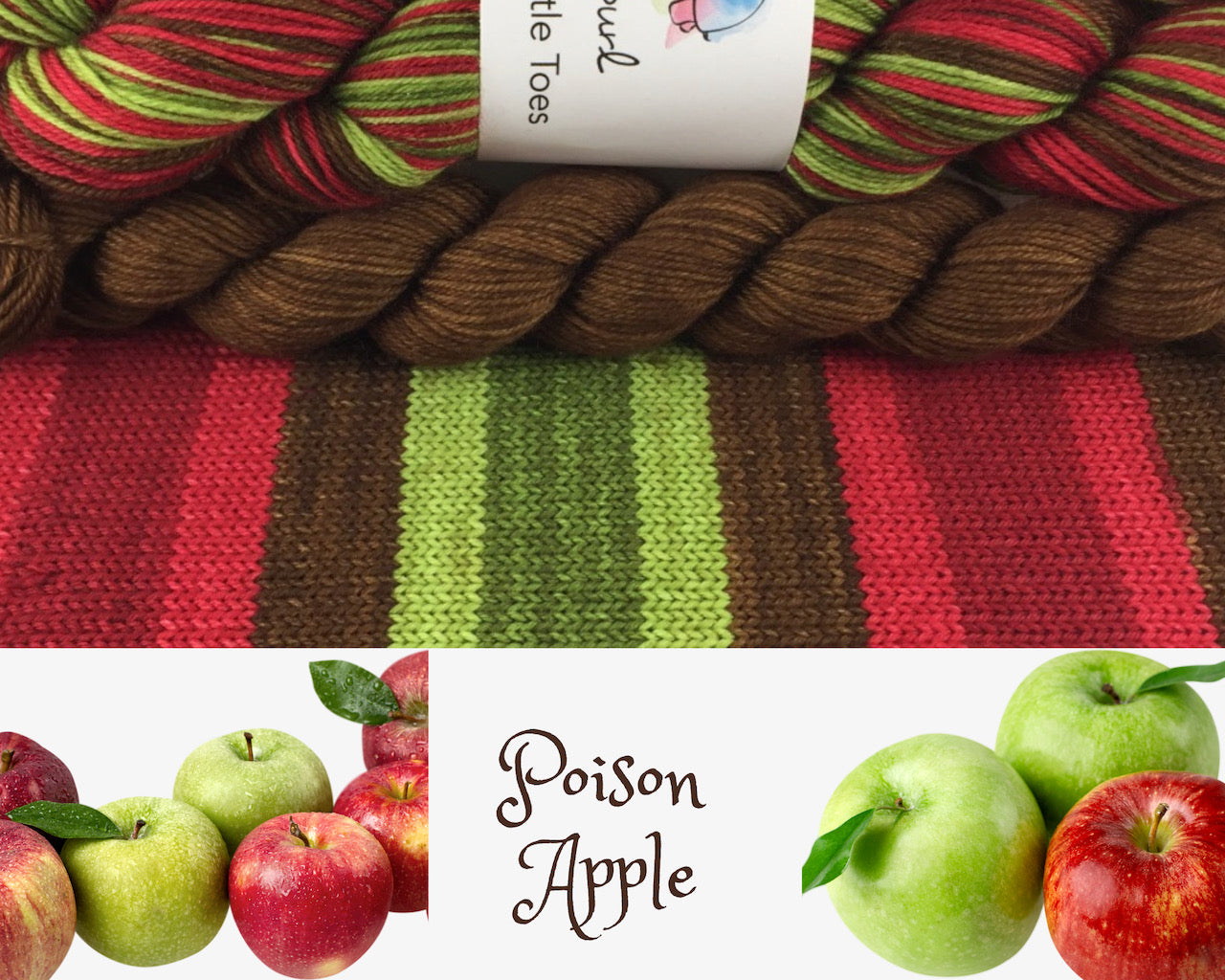 Poison apple self-striping sock yarn