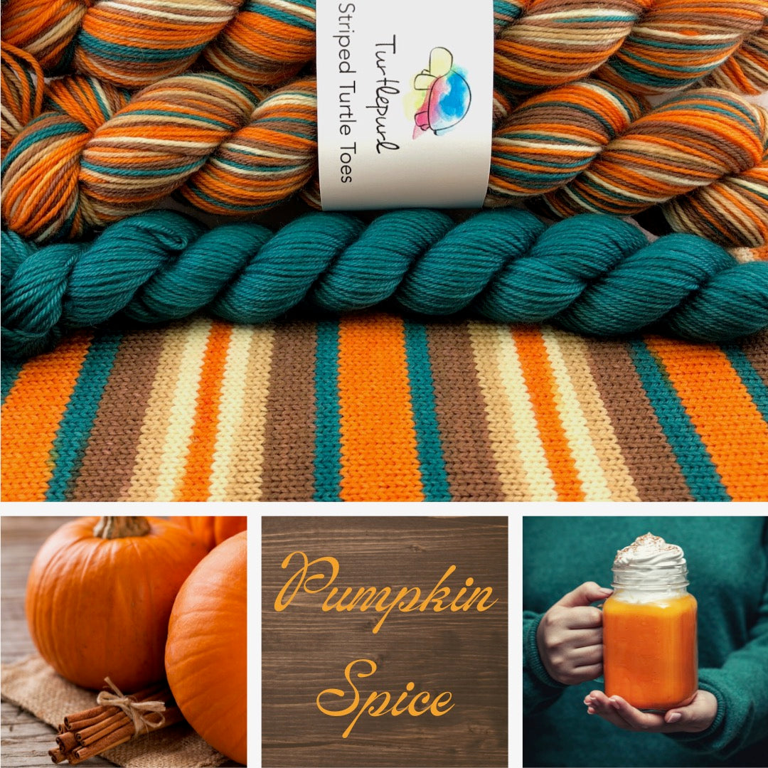 Pumpkin spice self-striping sock yarn