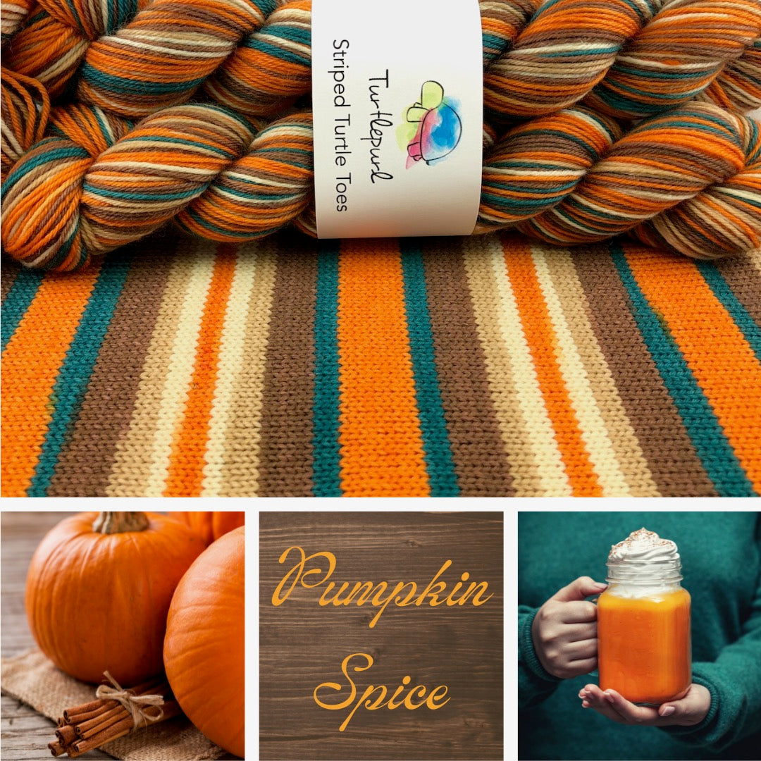 Pumpkin spice self-striping sock yarn