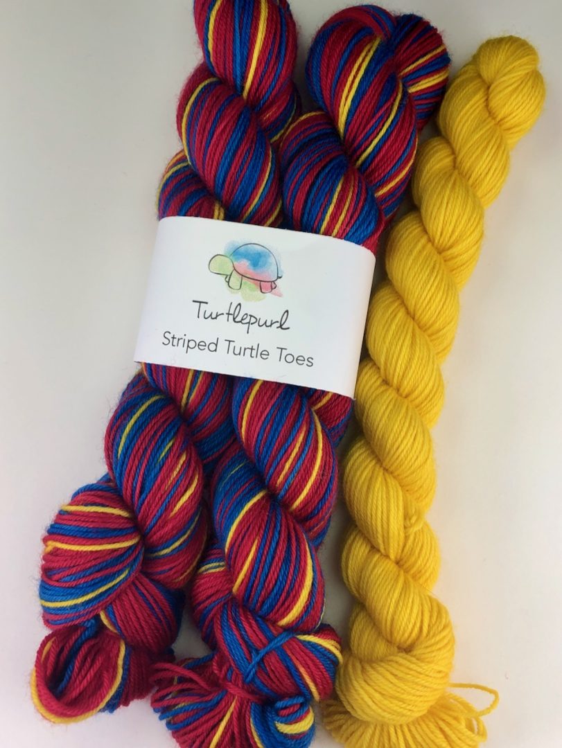 Superman self-striping sock yarn