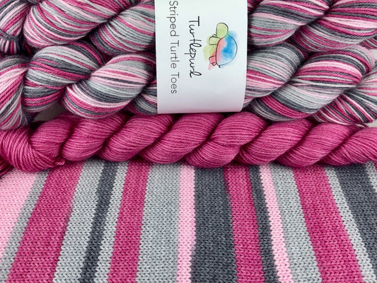 Tickled pink self-striping sock yarn